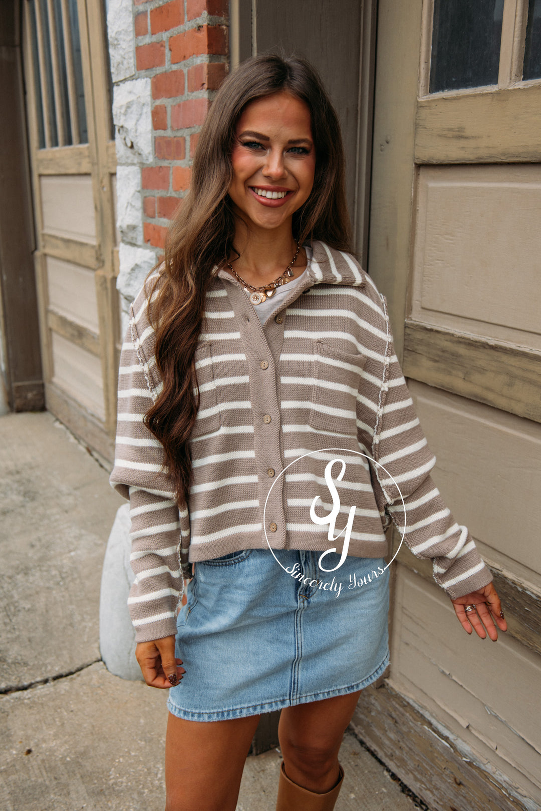 Feeling The Warmth Sweater Jacket - L. Mocha/ Cream