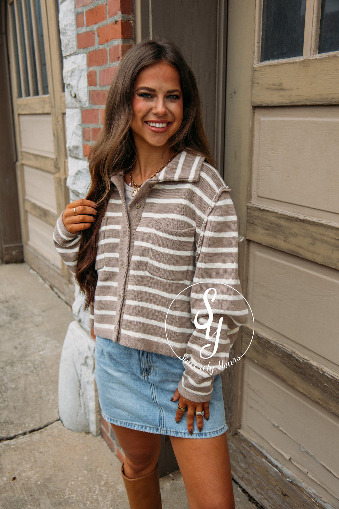 Feeling The Warmth Sweater Jacket - L. Mocha/ Cream