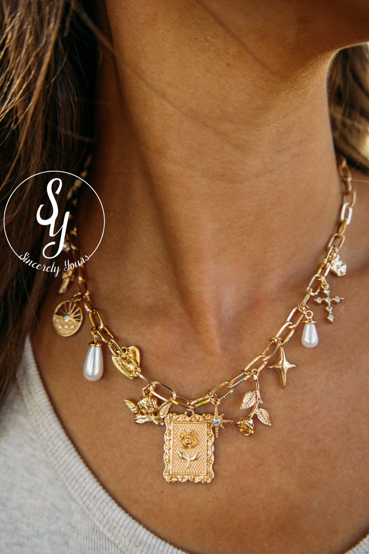 Carley Charm Necklace- Gold