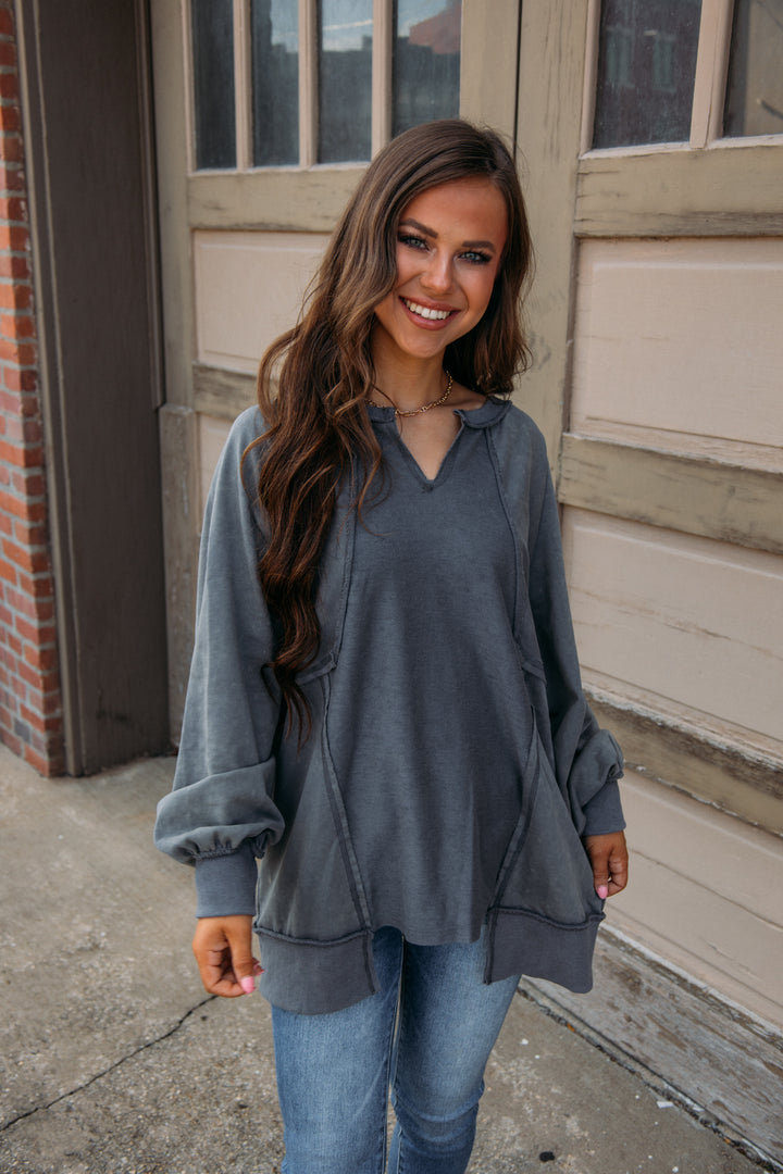 More To Stay Pullover -Charcoal