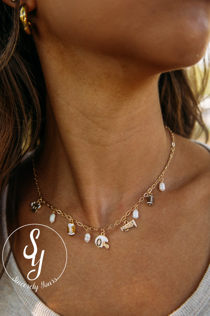 Gameday Charm Necklace-Gold