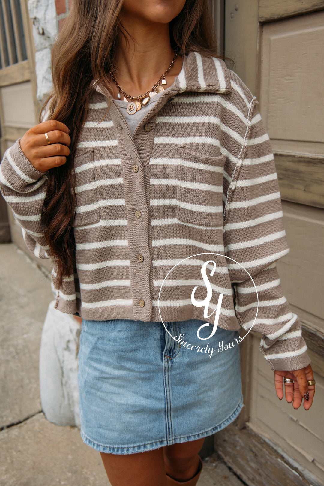 Feeling The Warmth Sweater Jacket - L. Mocha/ Cream