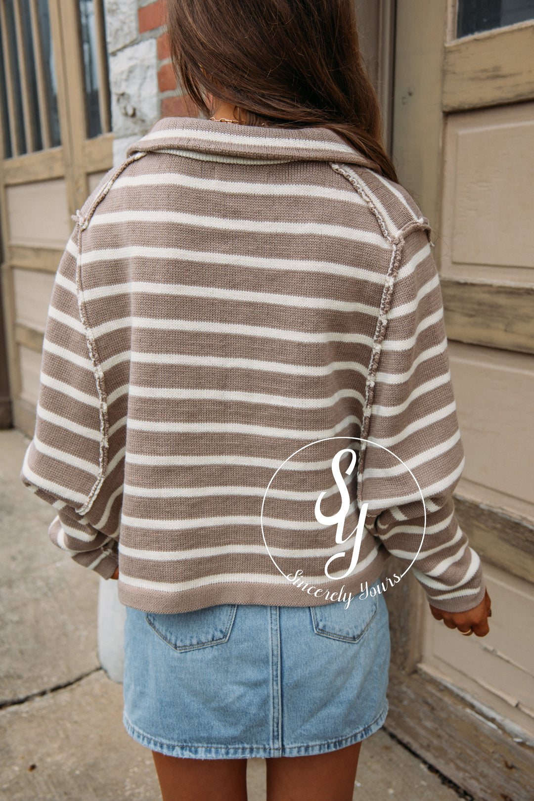 Feeling The Warmth Sweater Jacket - L. Mocha/ Cream