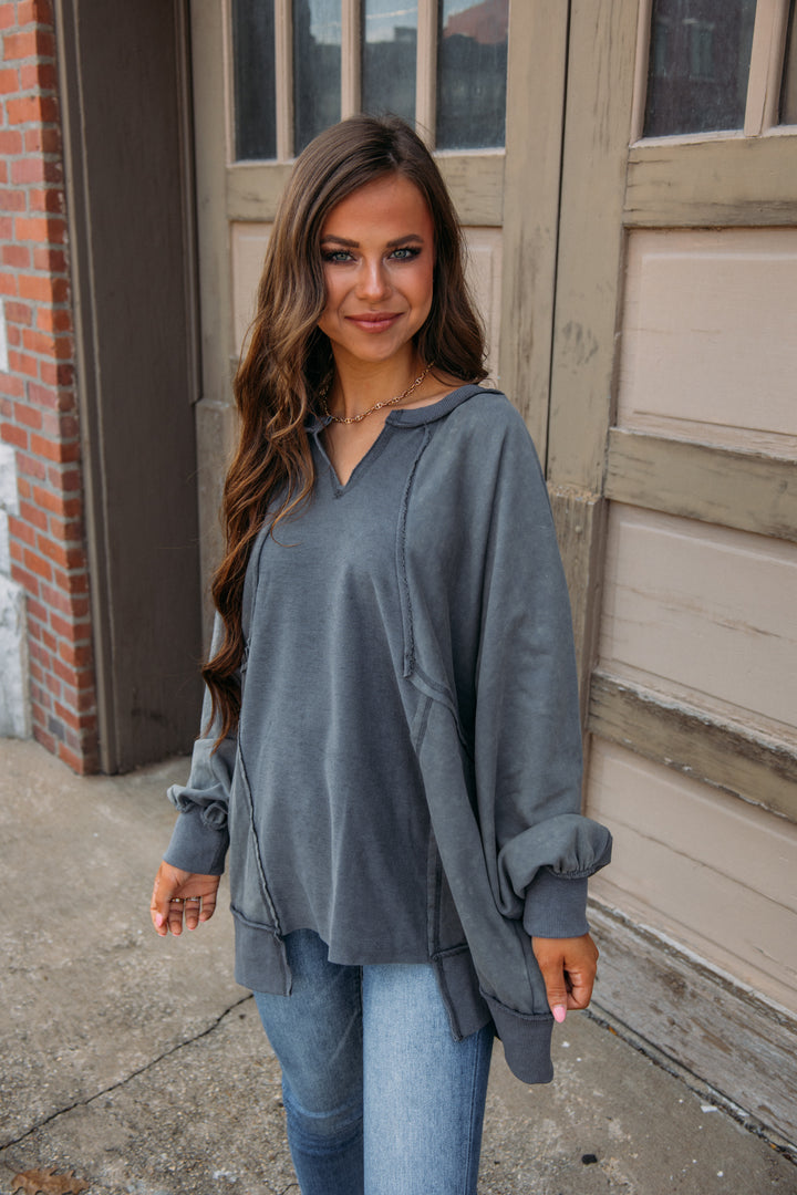 More To Stay Pullover -Charcoal