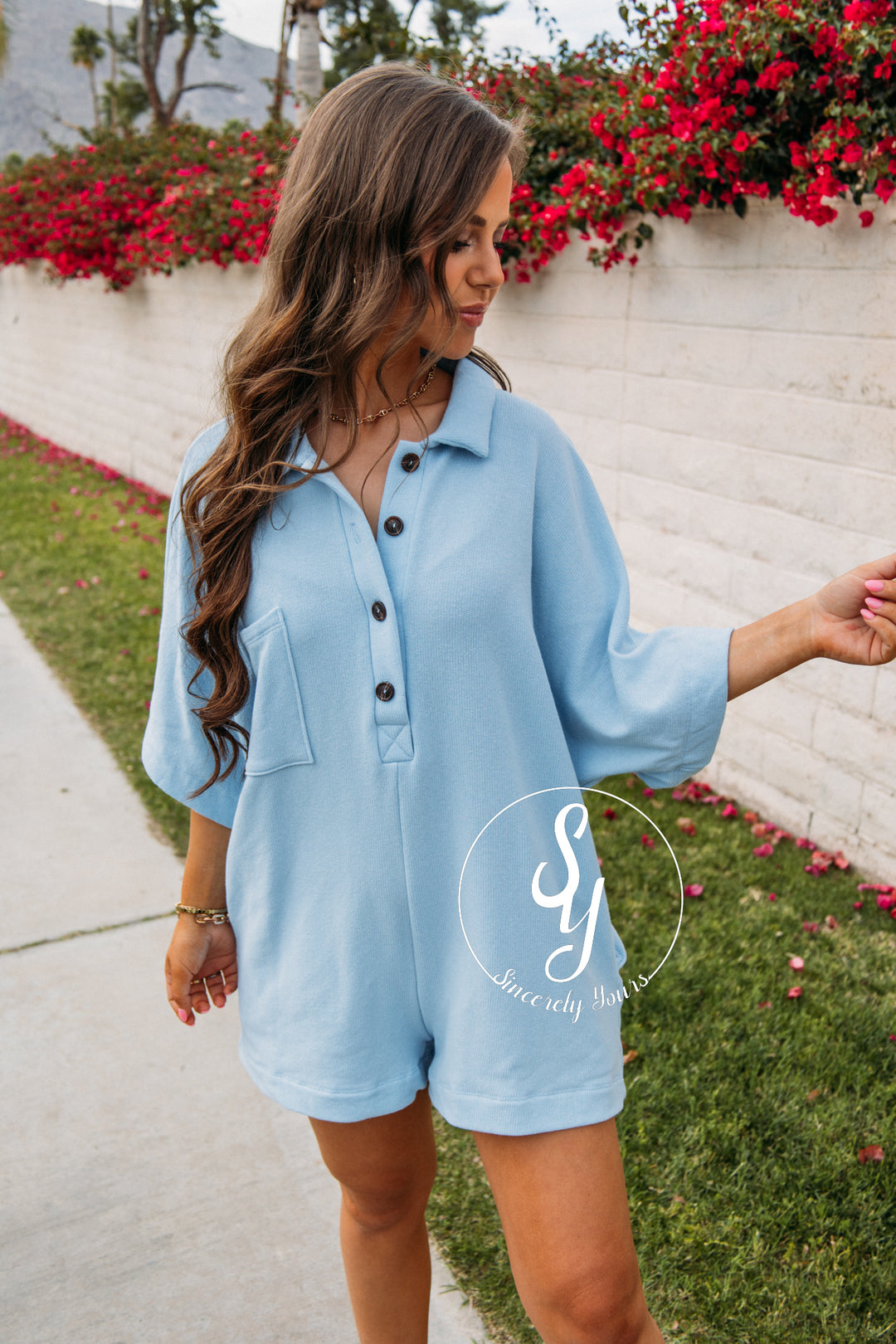 Can You Even Romper - Light Blue