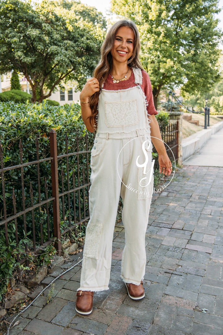 Fray Life Overalls- Ivory