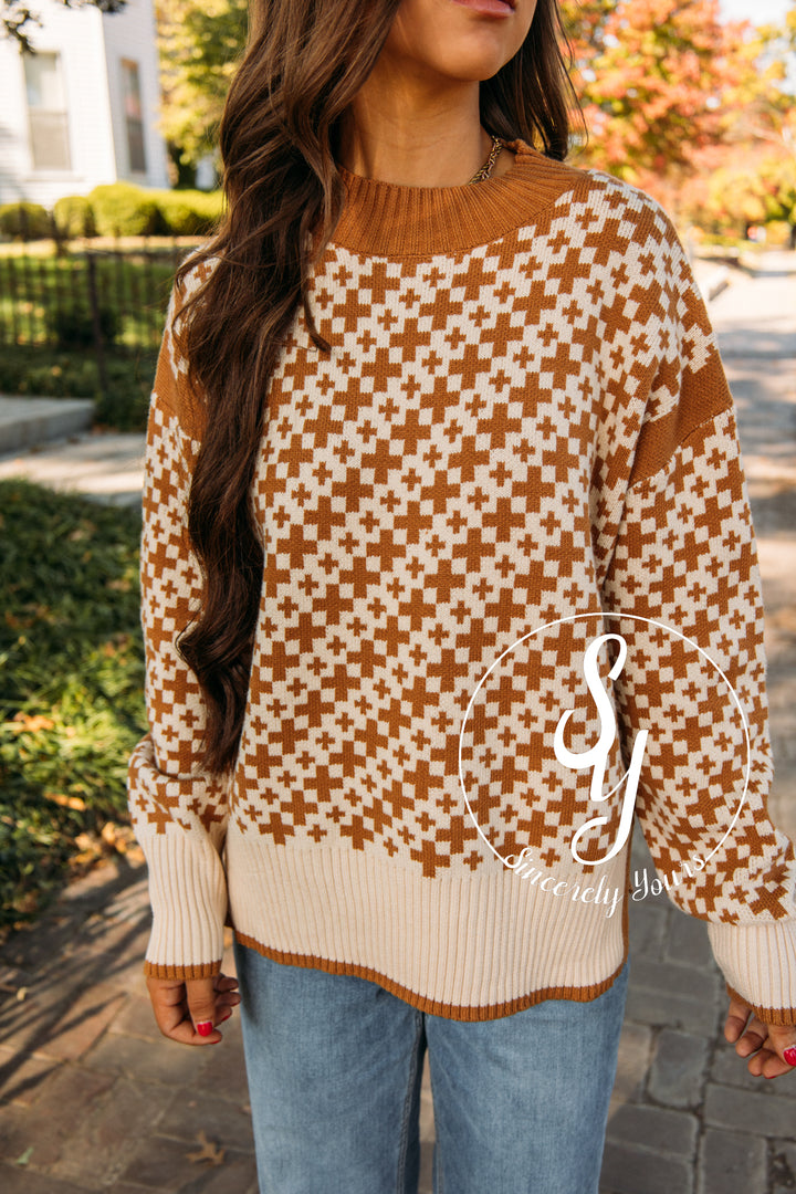 Thankful Babe Sweater- Taupe Cream