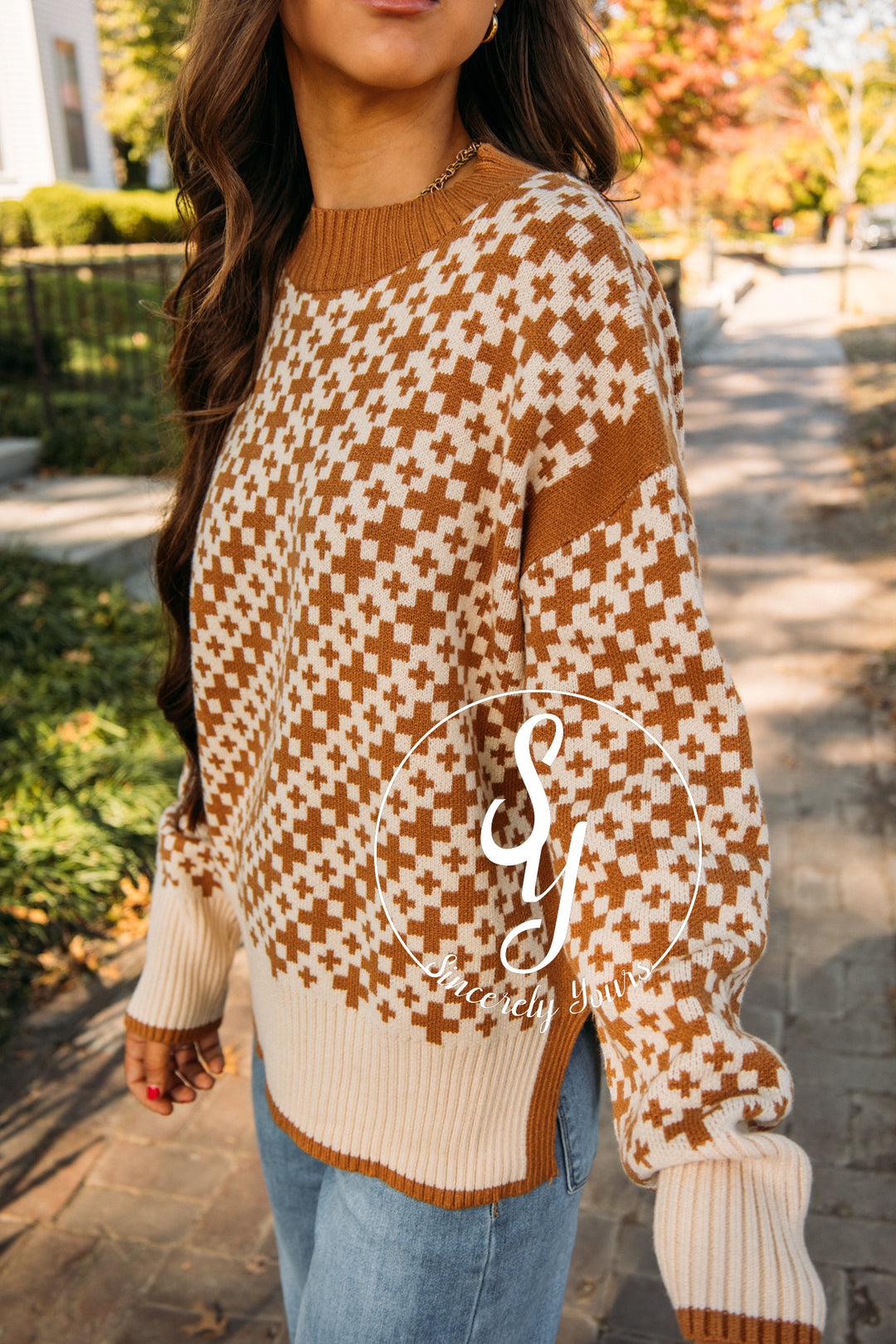 Thankful Babe Sweater- Taupe Cream