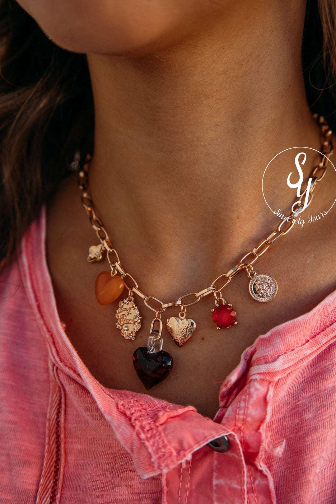 Heart Fossil Necklace - Gold