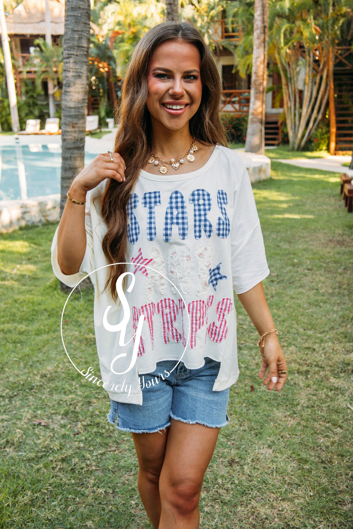 Stars and Stripes Moment Top- Cream