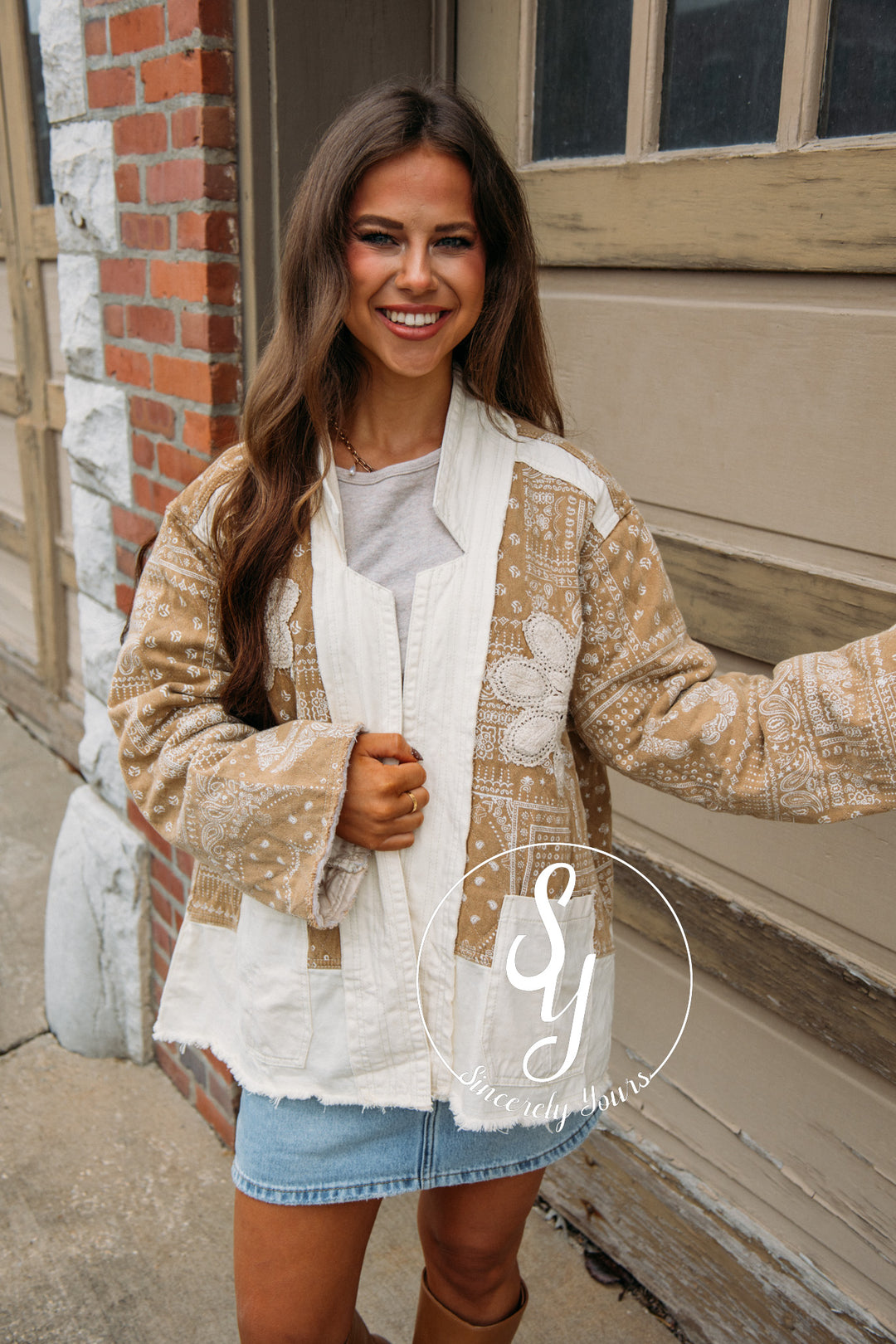 Paisley Flower Jacket - Natural