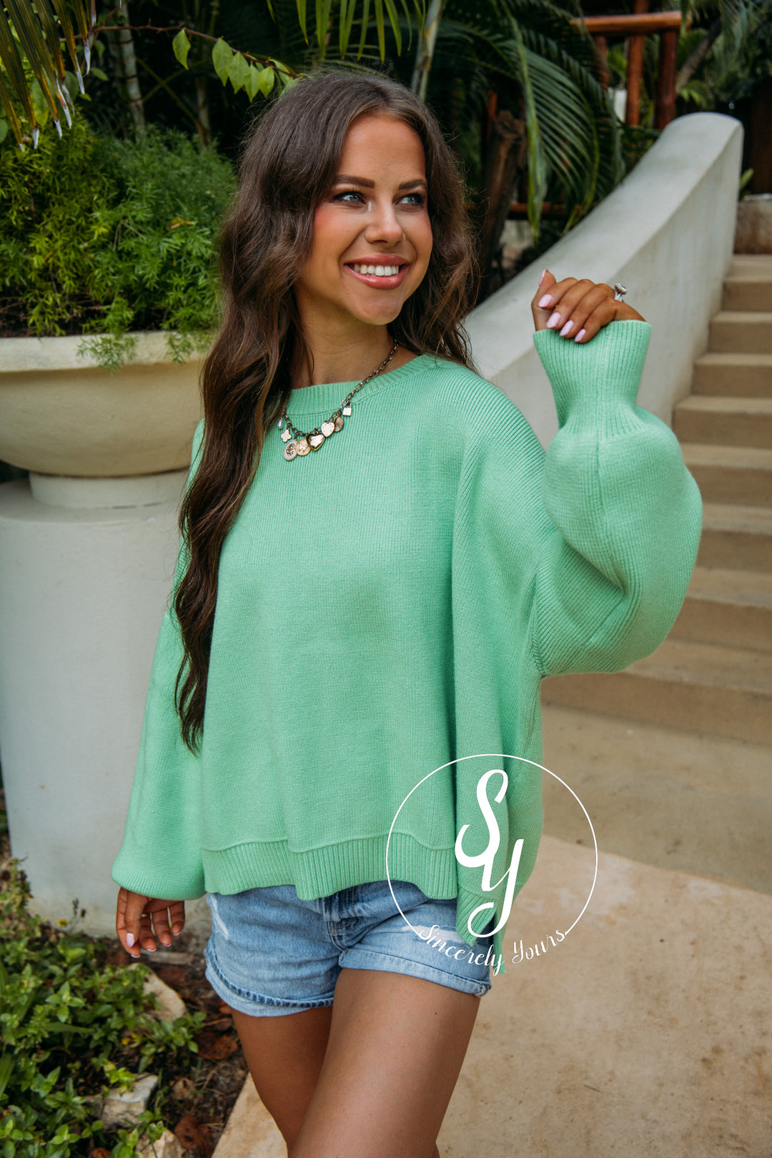 Small Town Cozy Sweater - Honeydew