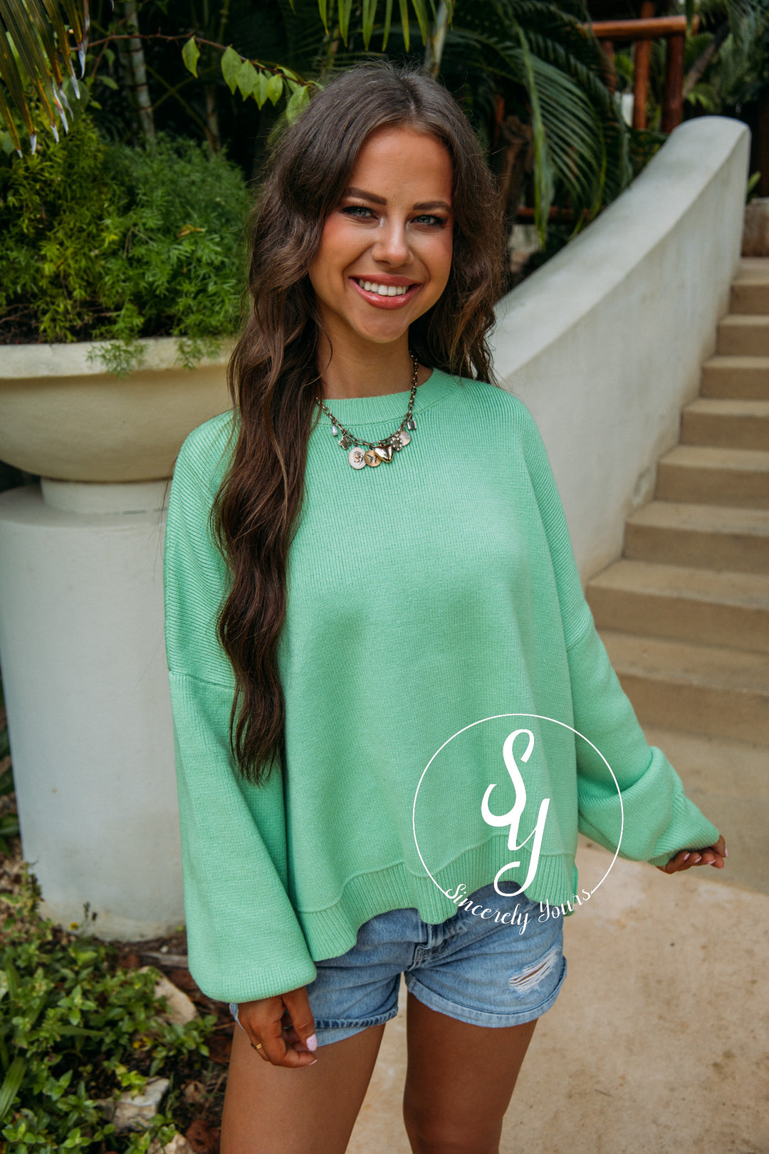 Small Town Cozy Sweater - Honeydew