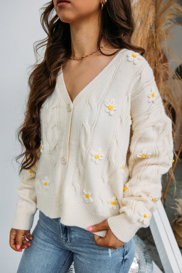 Gaining Ground Cardigan - Ivory Floral