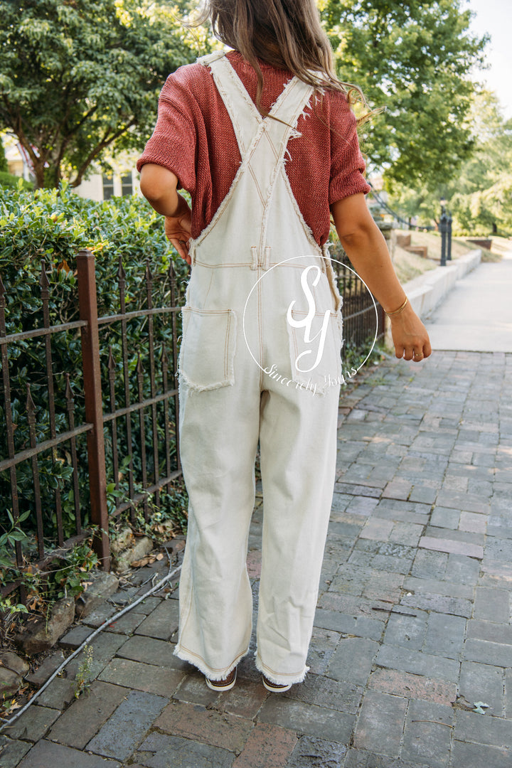 Fray Life Overalls- Ivory