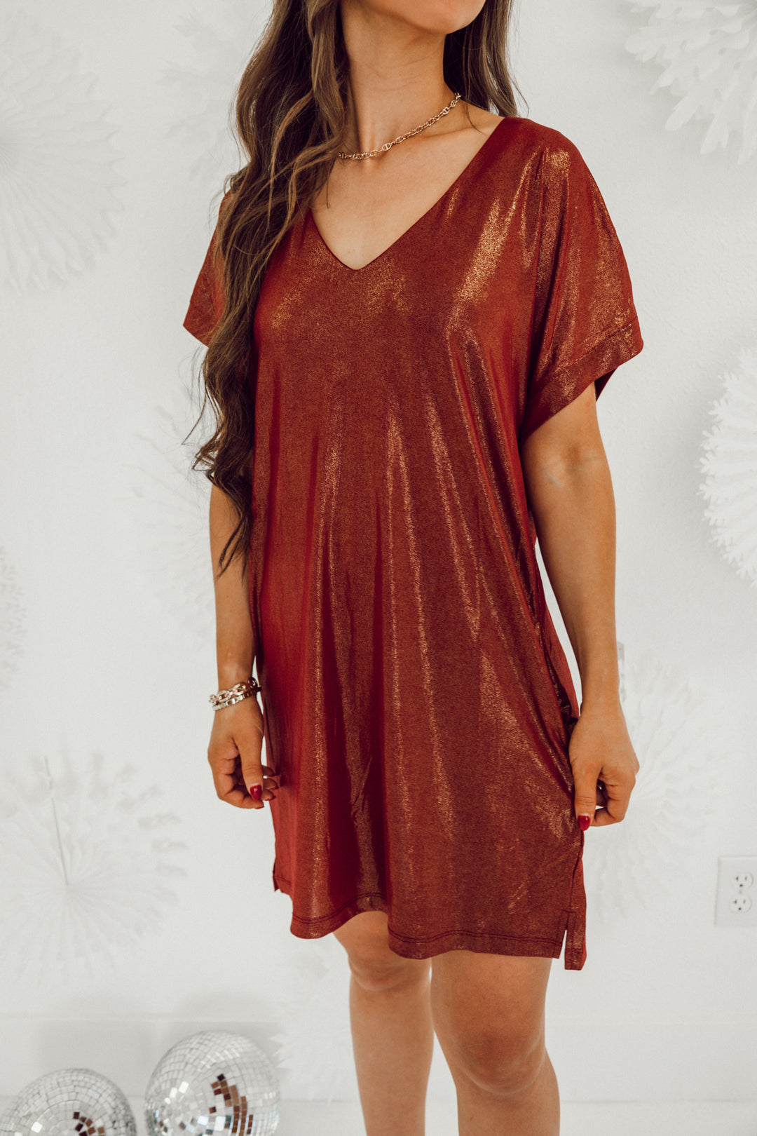 Shimmer and Shine Dress - Wine