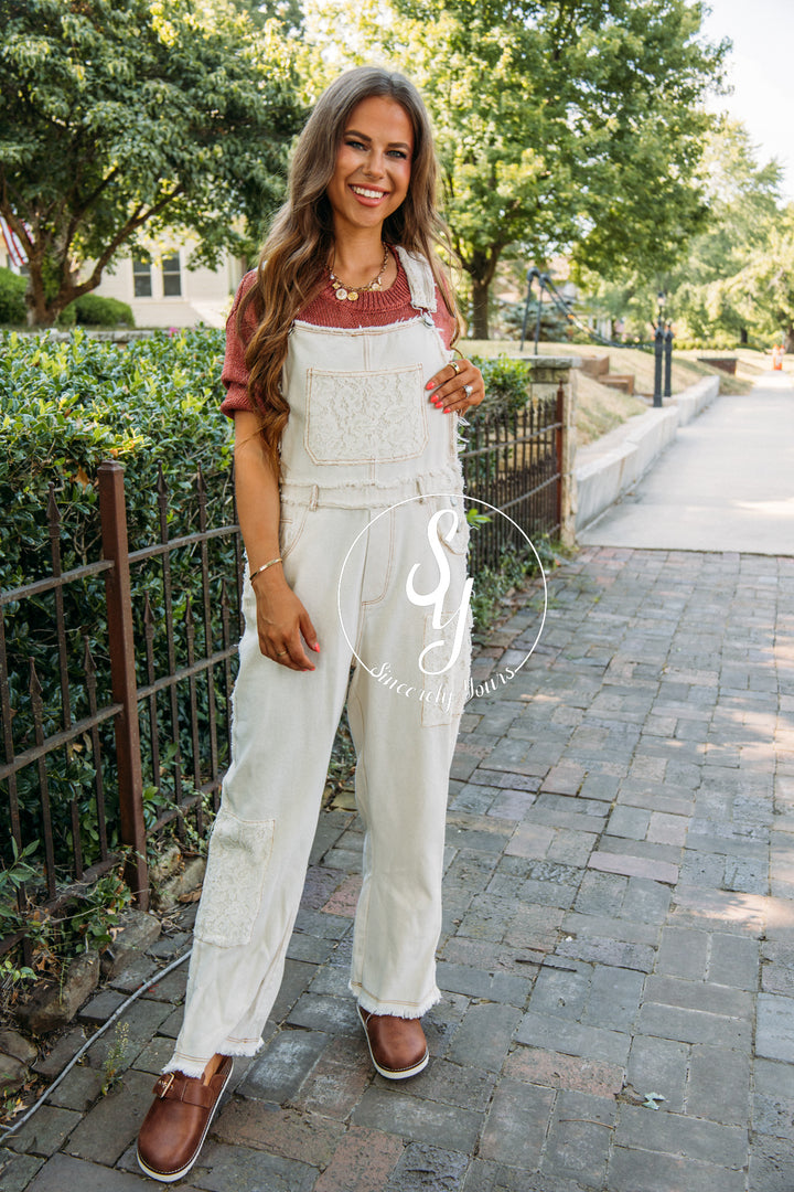 Fray Life Overalls- Ivory