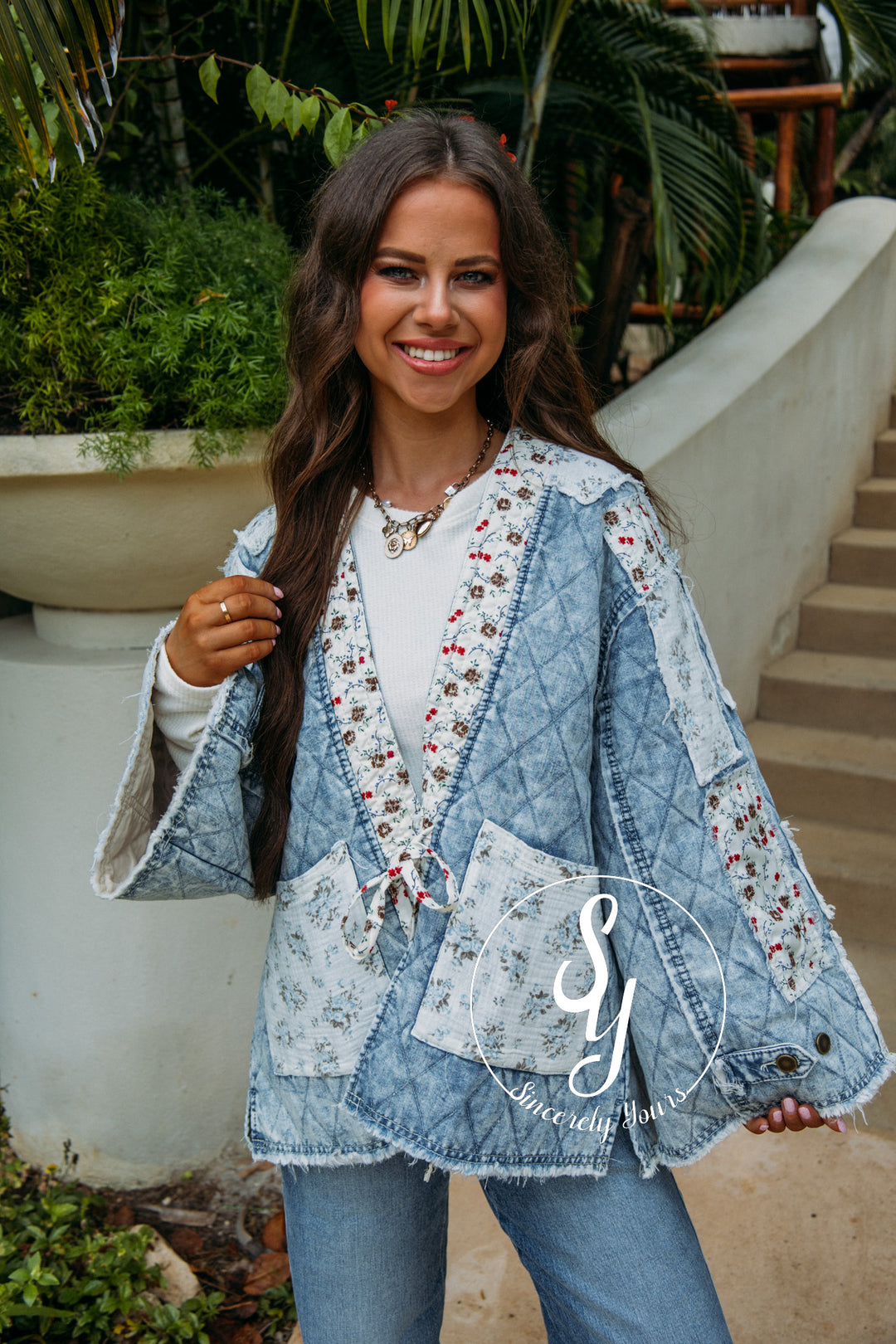 Flower Patch Jacket - Denim