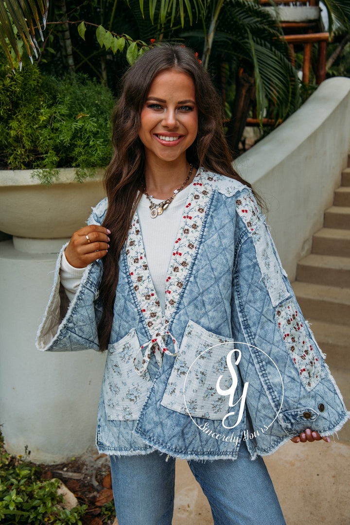 Flower Patch Jacket - Denim