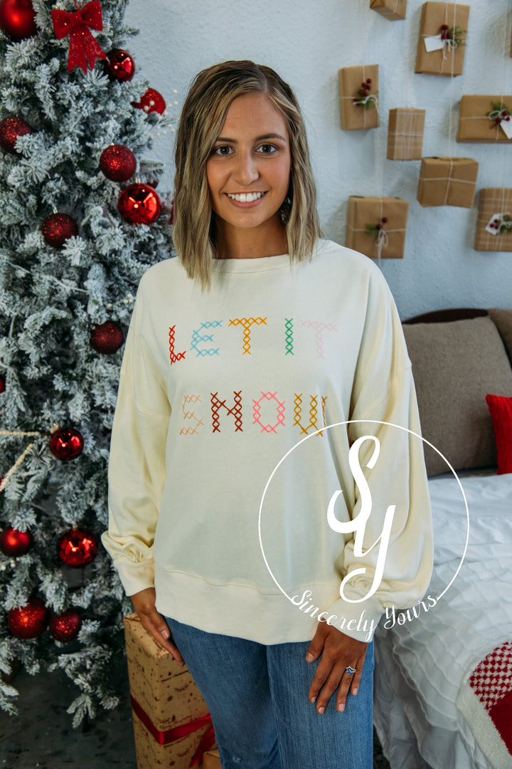 Let It Snow Crewneck - Cream