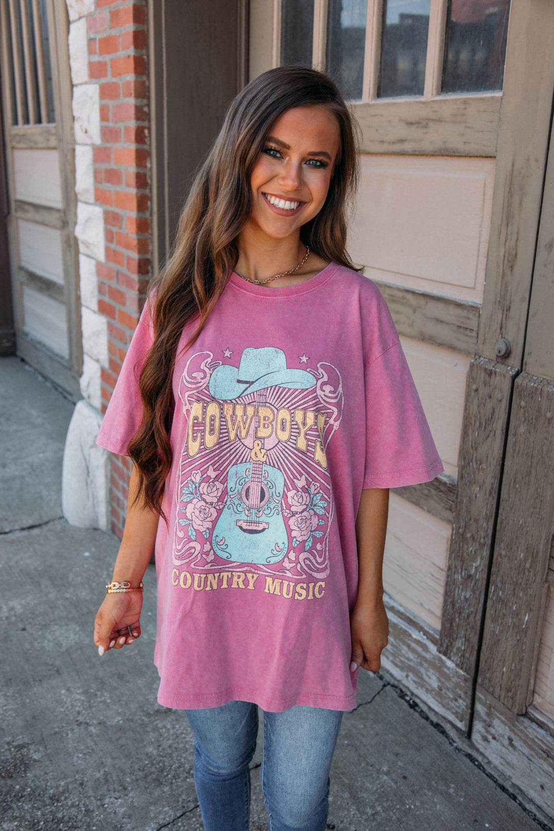 Cowboys Country Music Tee - Pink
