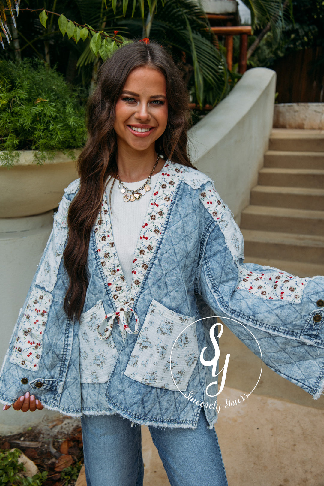Flower Patch Jacket - Denim