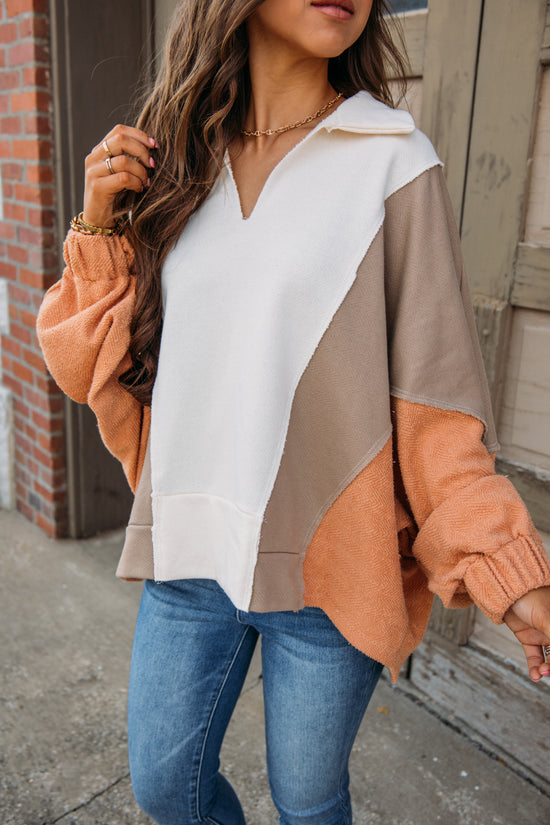 Contrasting Pullover - Cream