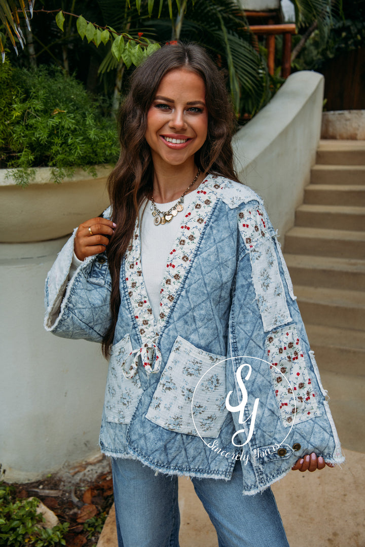 Flower Patch Jacket - Denim