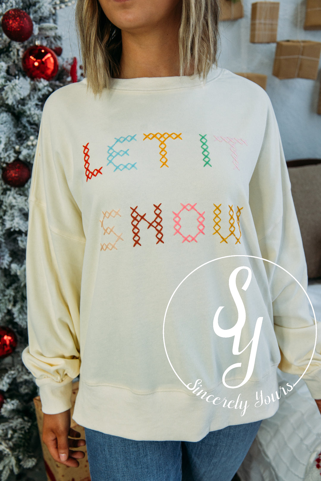 Let It Snow Crewneck - Cream