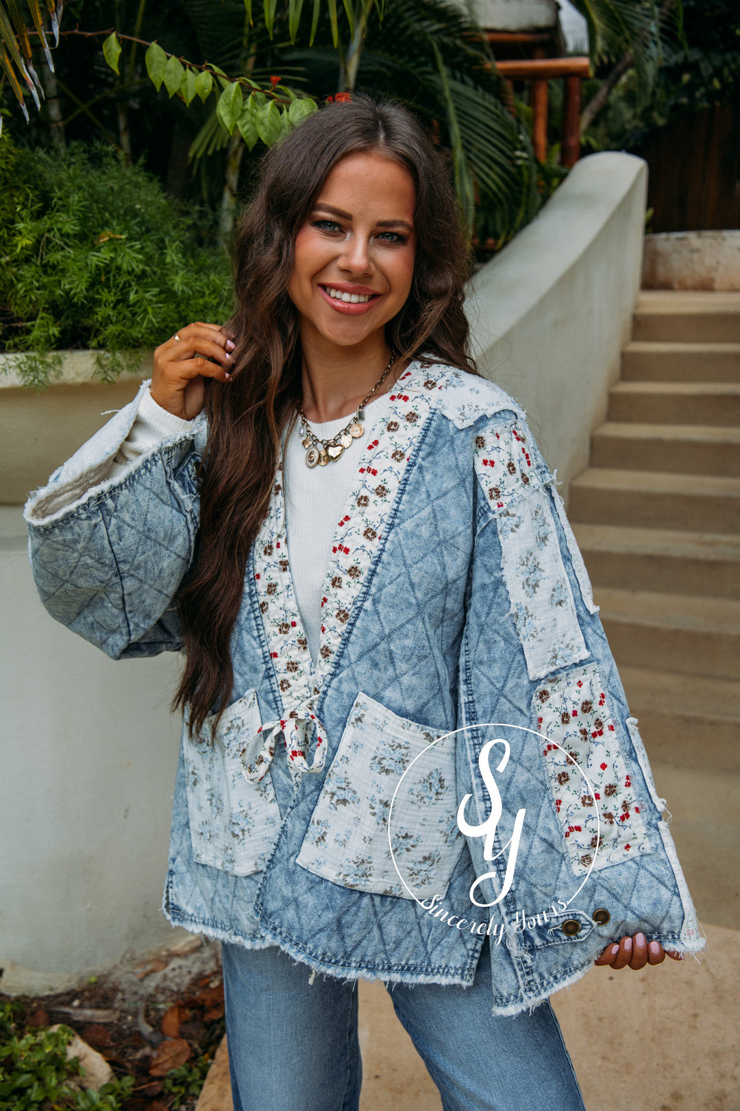 Flower Patch Jacket - Denim