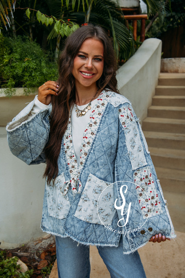 Flower Patch Jacket - Denim