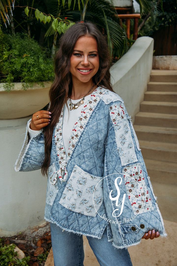 Flower Patch Jacket - Denim