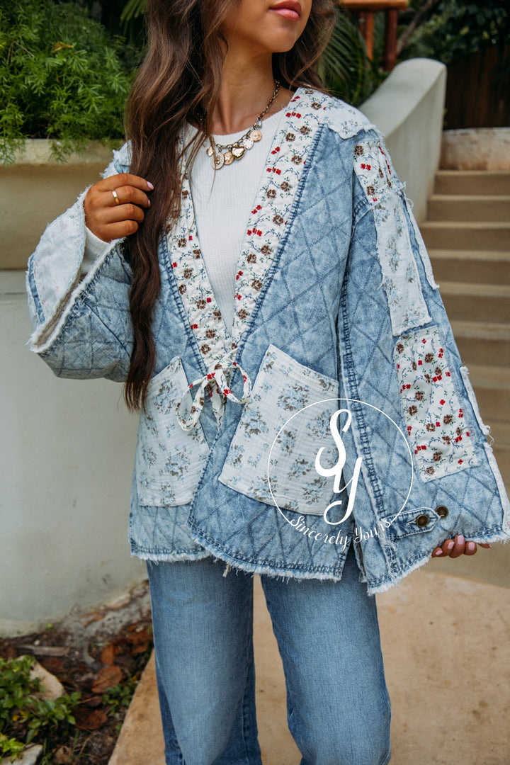 Flower Patch Jacket - Denim