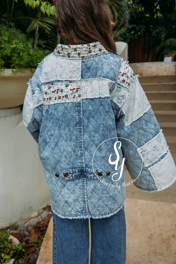 Flower Patch Jacket - Denim