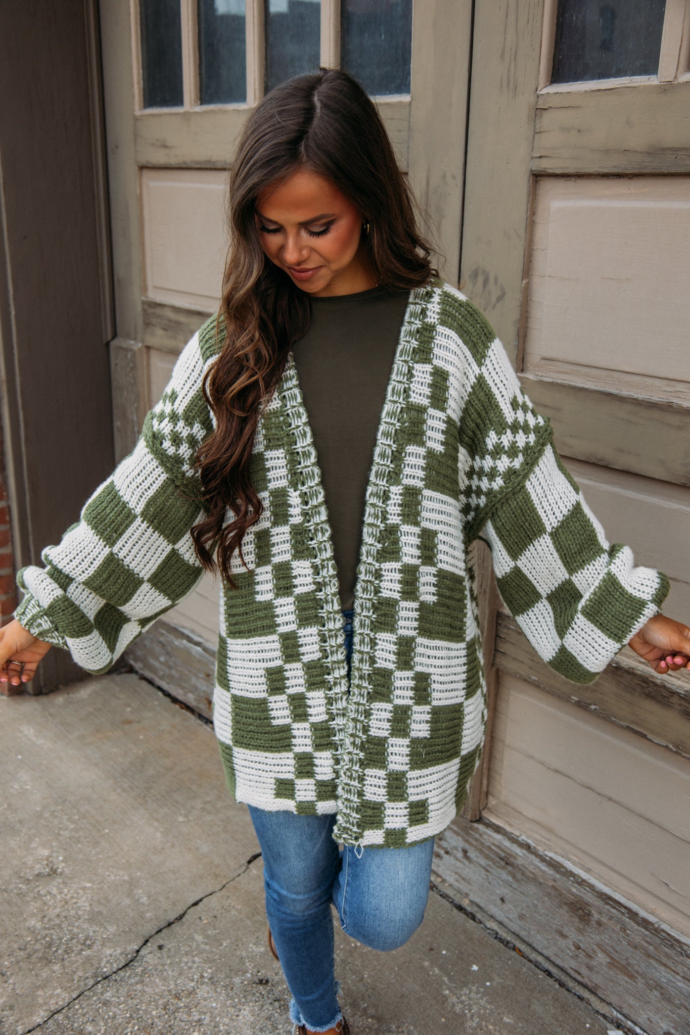 That's Life Sage Green Checkered Cardigan – Shop the Mint