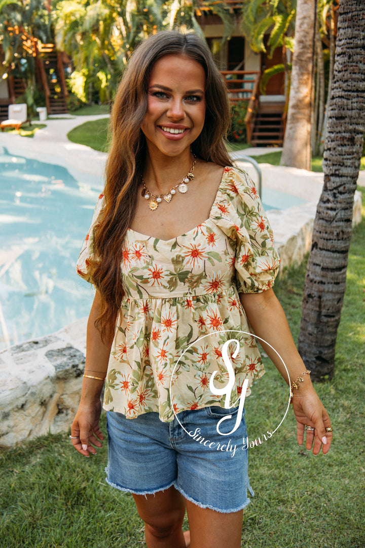 Sweet Pea Top- Sunflower Multi