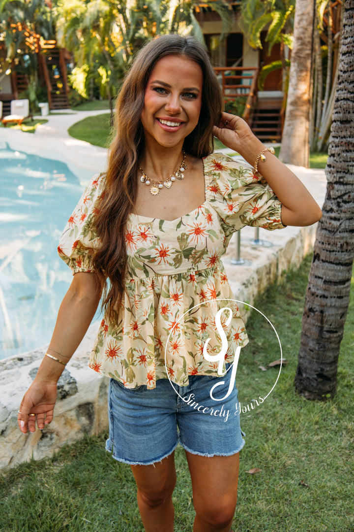 Sweet Pea Top- Sunflower Multi