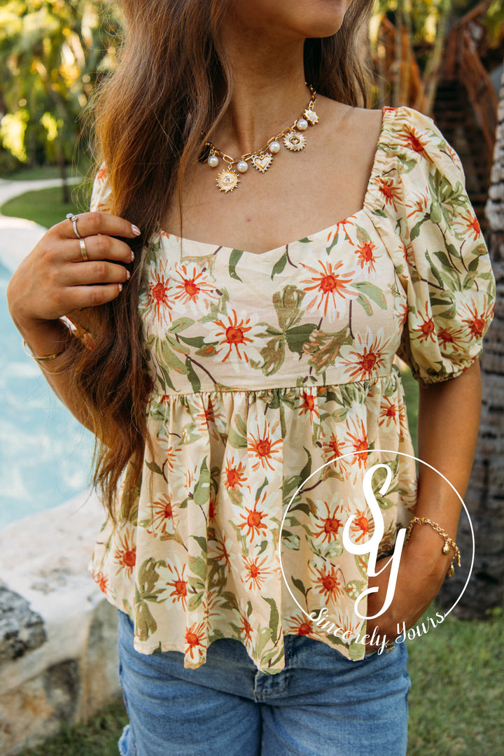 Sweet Pea Top- Sunflower Multi