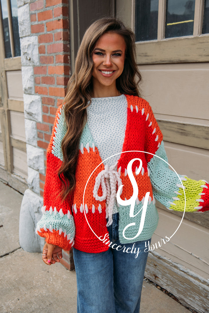 Cozy and Kind Cardigan- Tomato