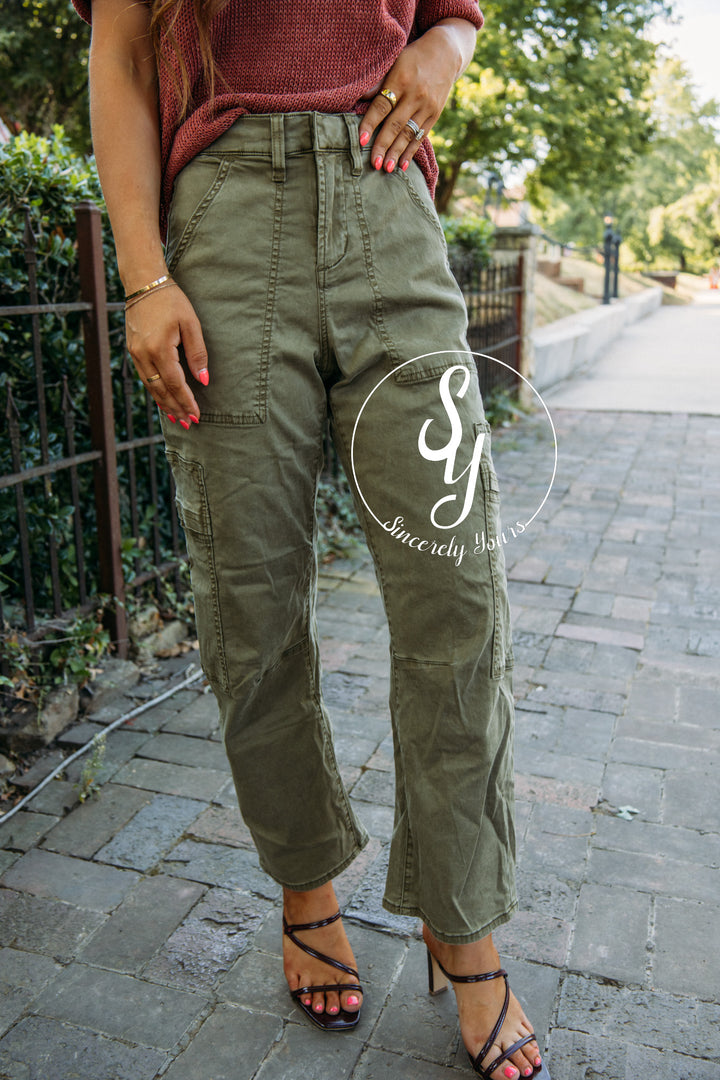 Dear John: Lasso Barrel Fit Pant- Olive Branch