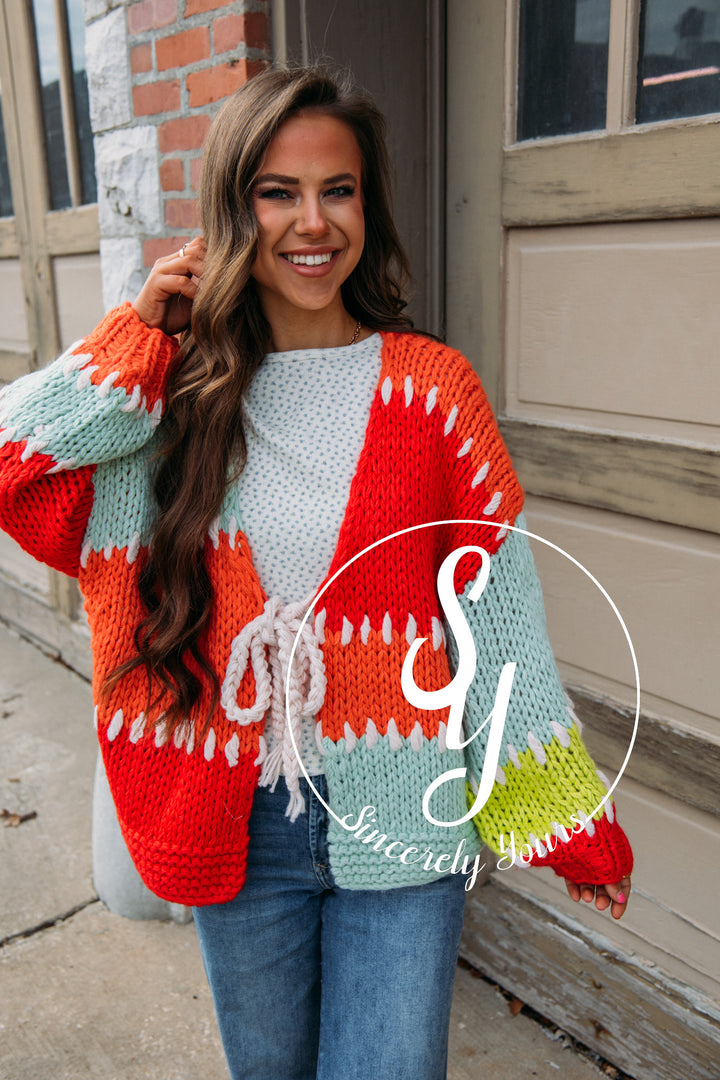 Cozy and Kind Cardigan- Tomato