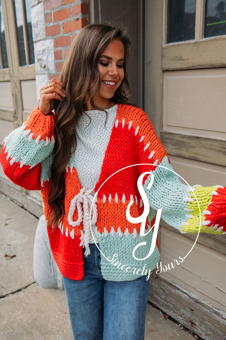 Cozy and Kind Cardigan- Tomato