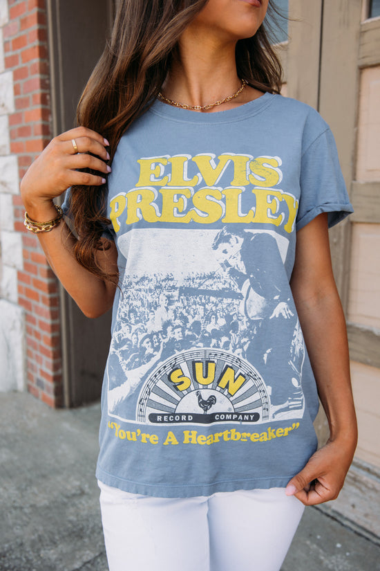 Load image into Gallery viewer, Elvis Presley Heartbreaker Graphic Tee - Vintage Blue
