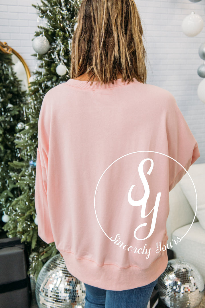 Stitched Christmas Top - Dusty Pink