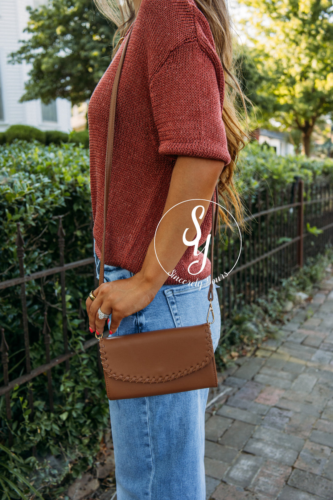 Kyle Whipstitch Crossbody/Wallet - Brown