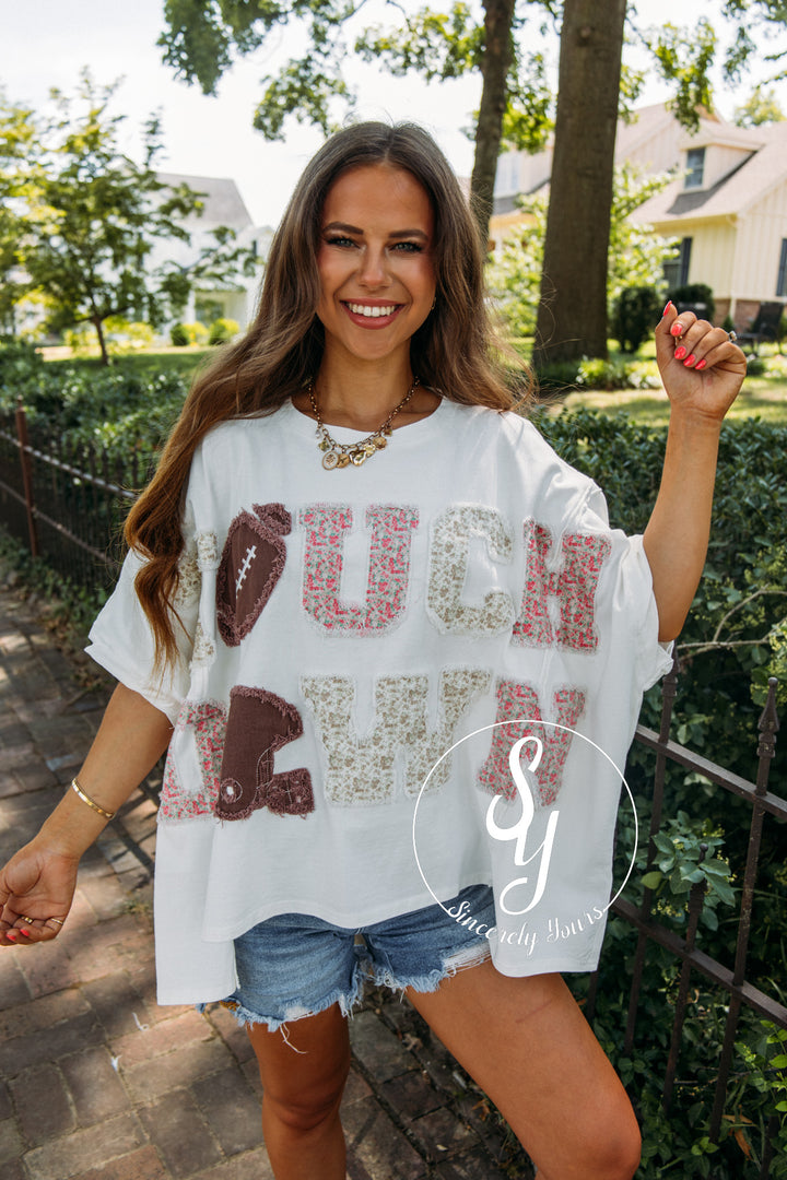 Touchdown Floral Patchwork Top- Off White