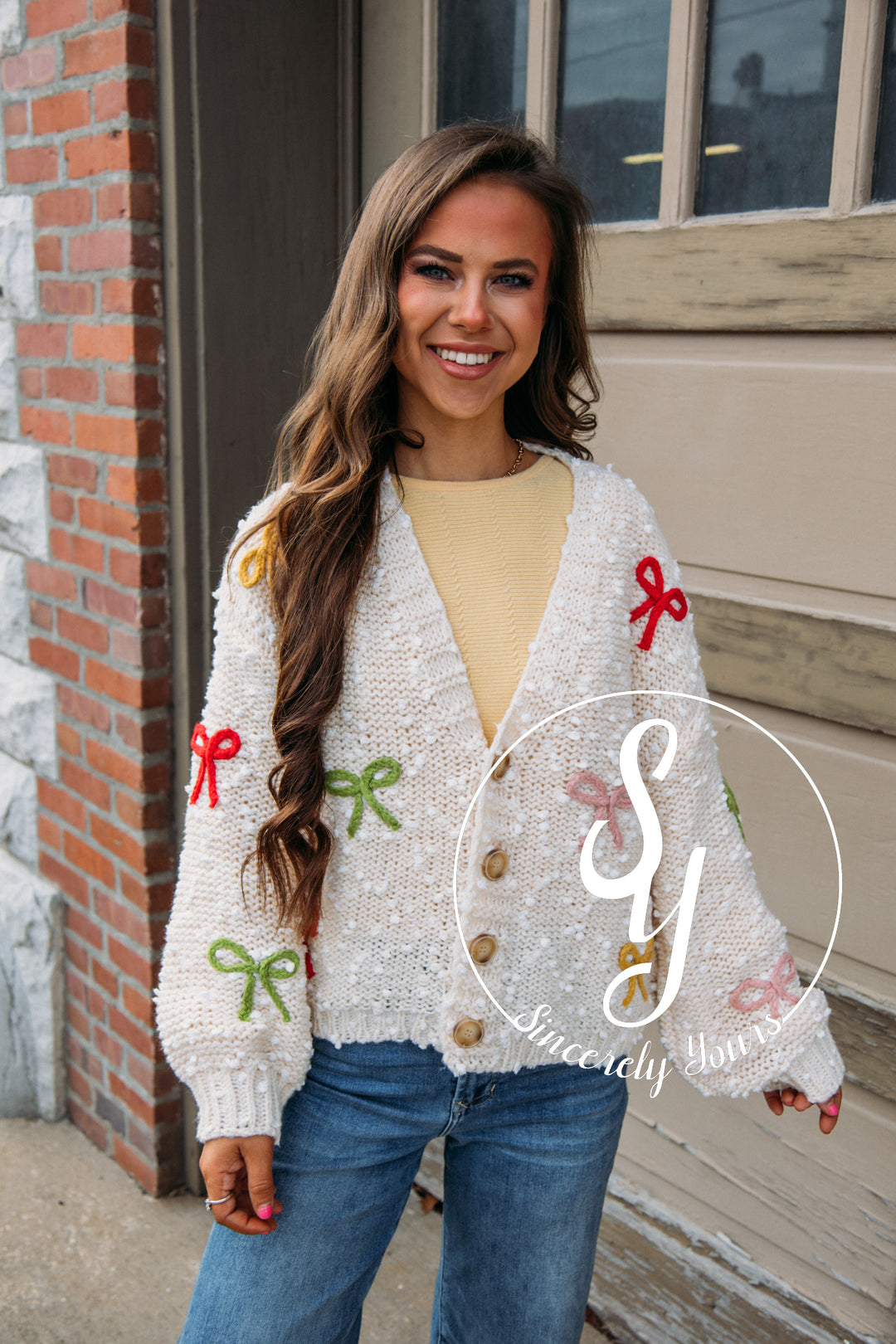 Buttons & Bows Cardigan - Ivory