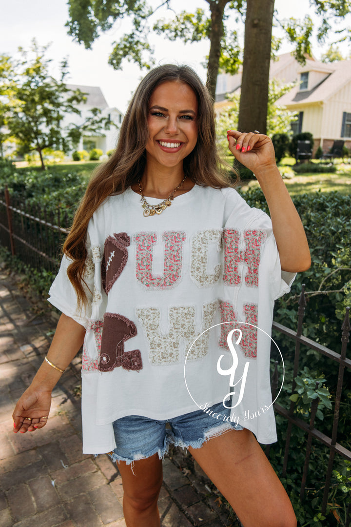 Touchdown Floral Patchwork Top- Off White