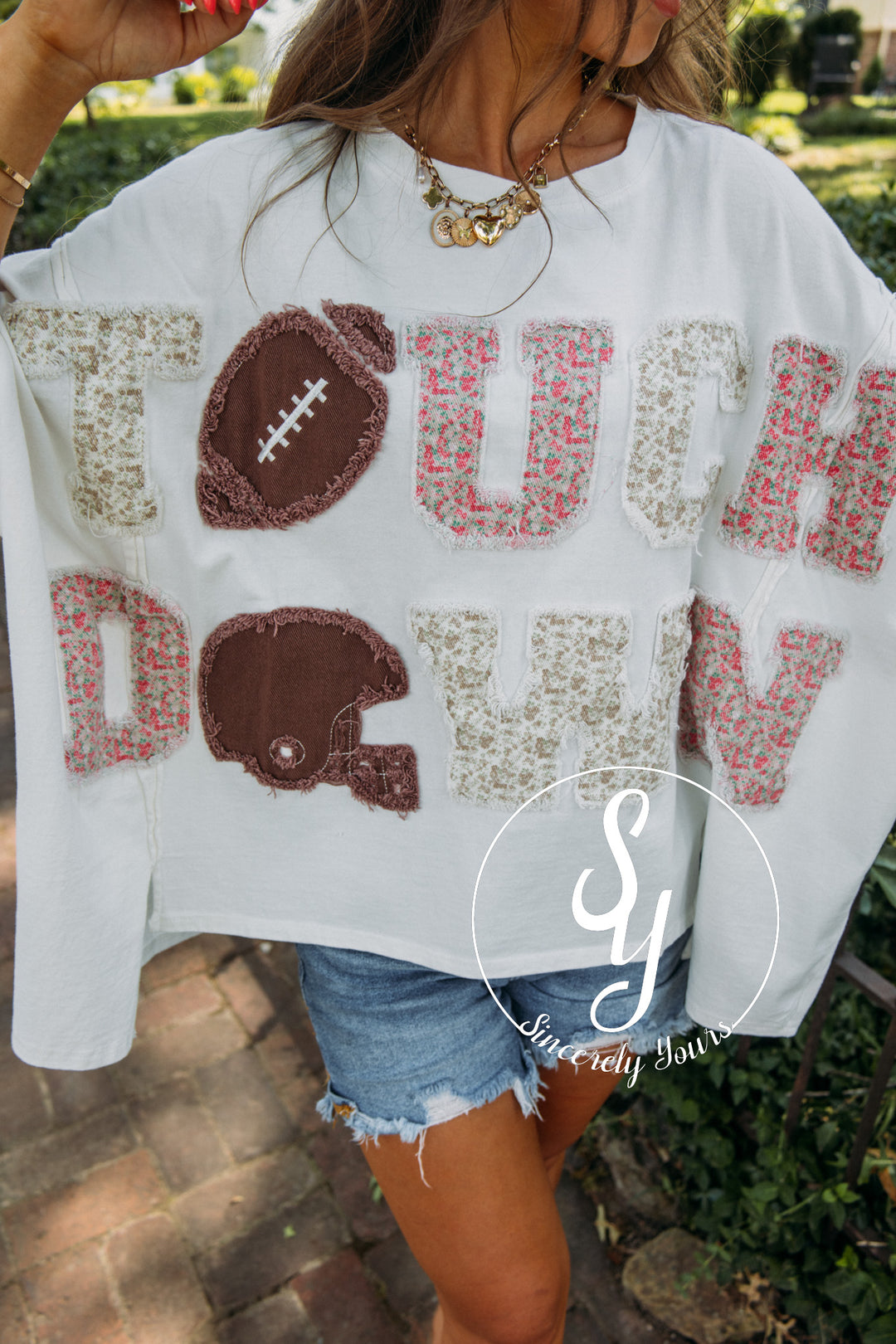 Touchdown Floral Patchwork Top- Off White