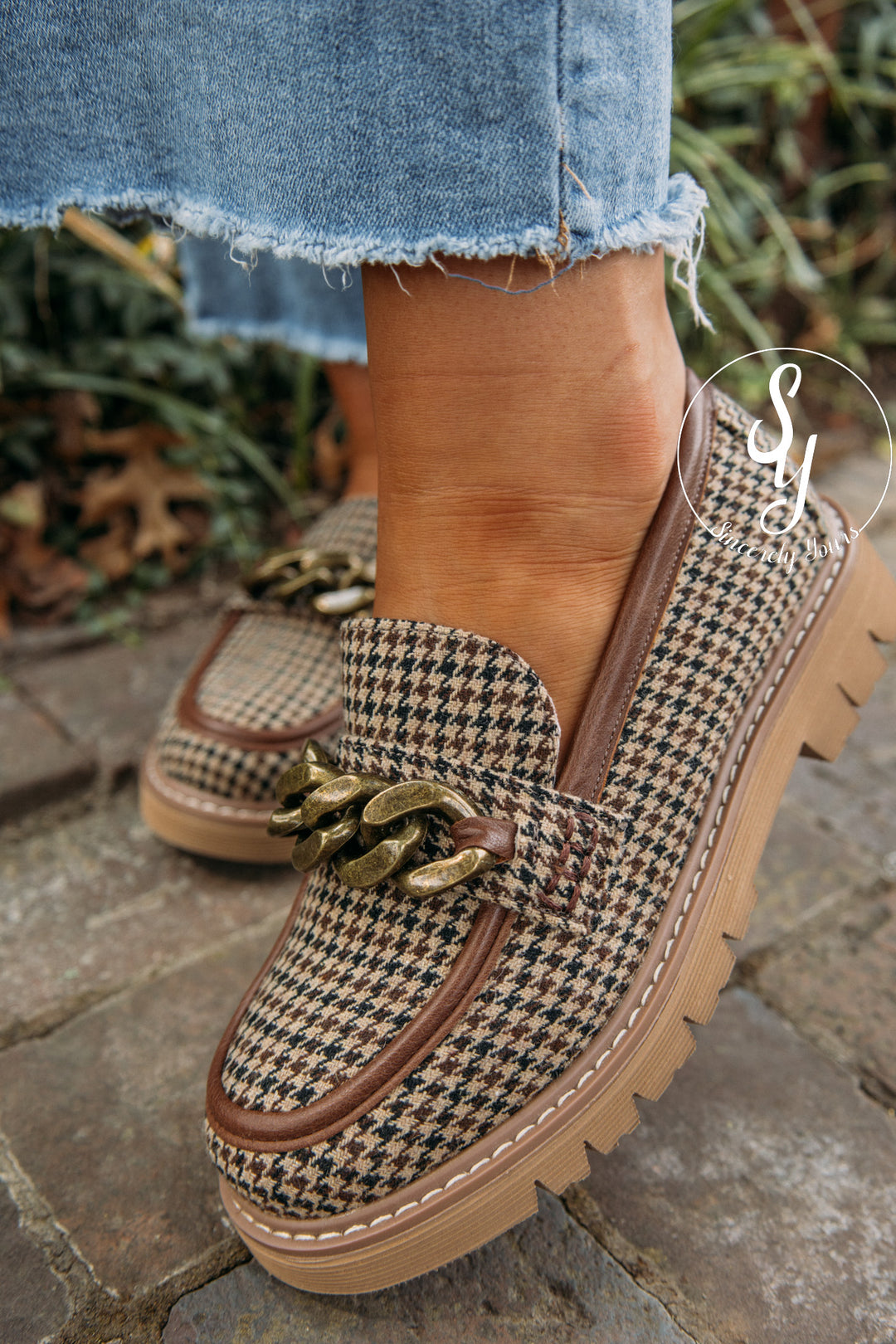 Sienna Loafer- Brown Tan Houndstooth